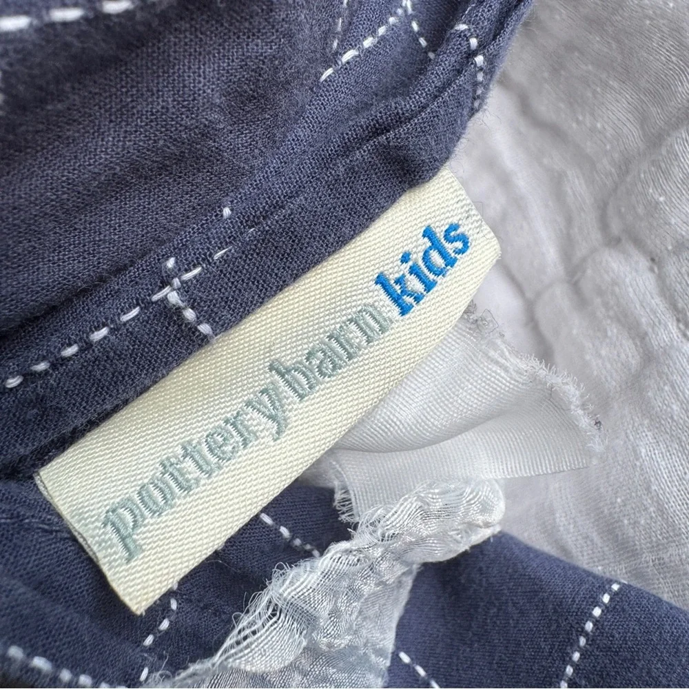 Pottery Barn Kids Quilted Pillowcase Shams Set Blue Red Plaid Patchwork Cotton